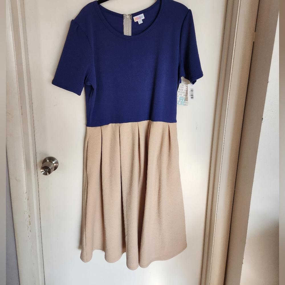 Lularoe Amelia 2XL blue/beige dress.  NWT